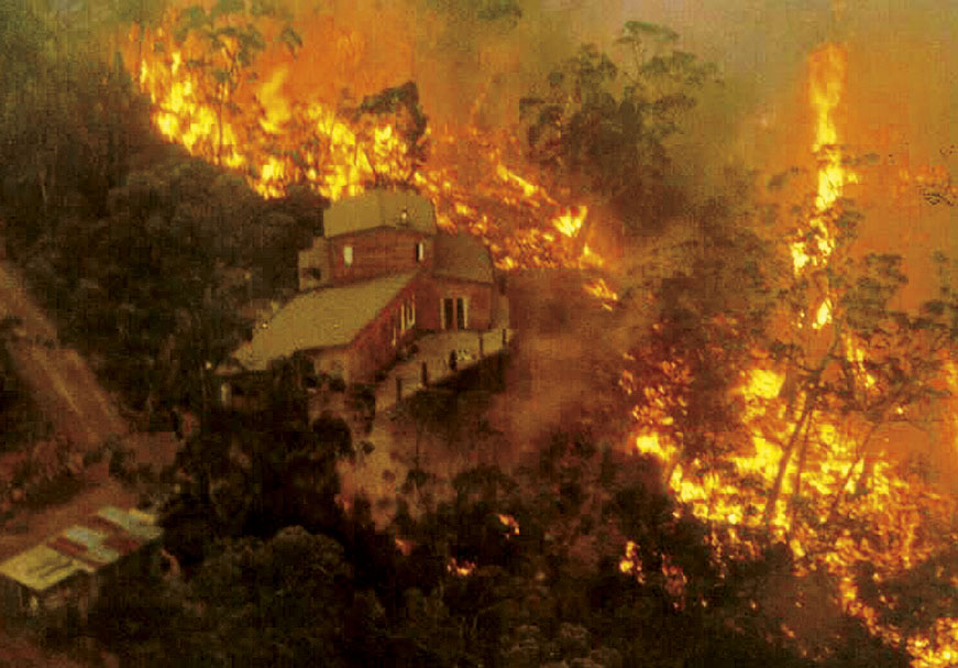 Bushfire close to homes Bushfire close to homes